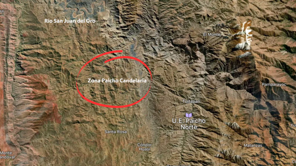 Mapa de ubicación de la comunidad Paicho Candelaria. 
Fuente: Mapcarta
