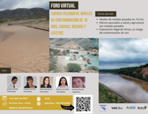 Inscríbete al foro virtual: Causas, riesgos y efectos de la contaminación en la Cuenca del Pilcomayo