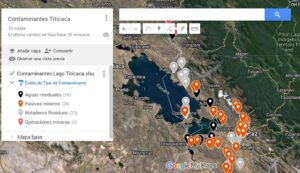 Mapa de los 100 contaminantes del Lago Titicaca